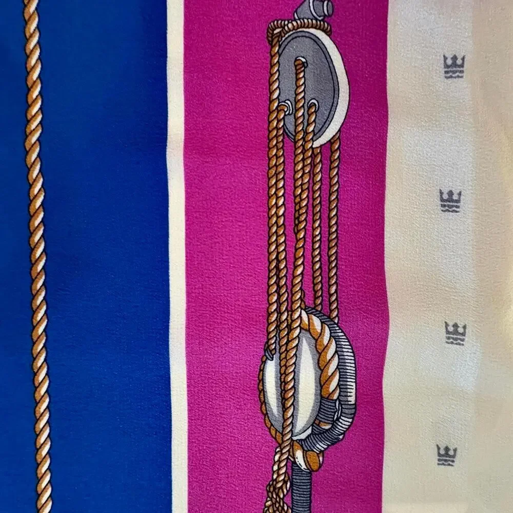 Vintage 70's Royal Cruise Line Rare Collectors 100% Silk Scarf Coastal Resort